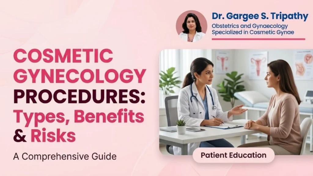 Female healthcare specialist discussing cosmetic gynecology procedures during a consultation